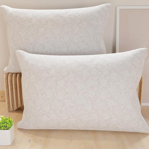 PETTI Artigiani Italiani - Bed Pillowcases, Set of 2 Pillow Covers 40x60 cm, Cushion Cover in Hypoallergenic Microfibre, Made in Italy, Pizzo Tortora Pattern