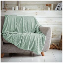 GC GAVENO CAVAILIA Premium Popcorn Honey Comb Sofa Bed Blanket, Easy Care Super Soft & Warm Fluffy Settee Waffle Throw, Duck Egg, 150X200