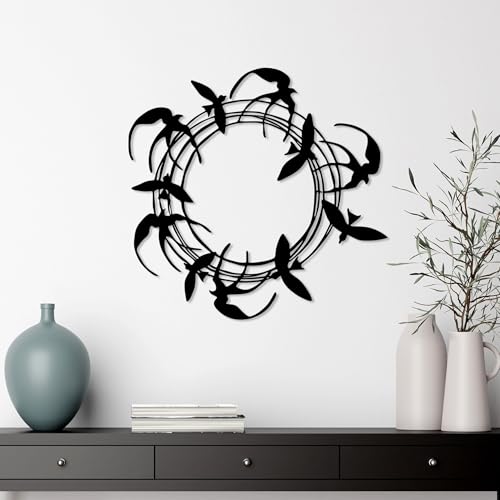 Hanah Home Stylish Black Decorative Metal Wall Accessory, 57 x 55 cm, 100% Metal, 1.5 mm Thickness, Easy Wall Mounting, Perfect for Modern Decor