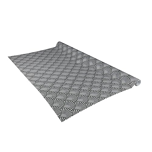 Venilia 54945 Adhesive Film Swing Design Geometric Look Ornament Pattern Decorative Film Furniture Film Wallpaper Self-Adhesive Film PVC Phthalate- Grey 90 cm x 2.6 m Thickness 95?? (0.095 mm)