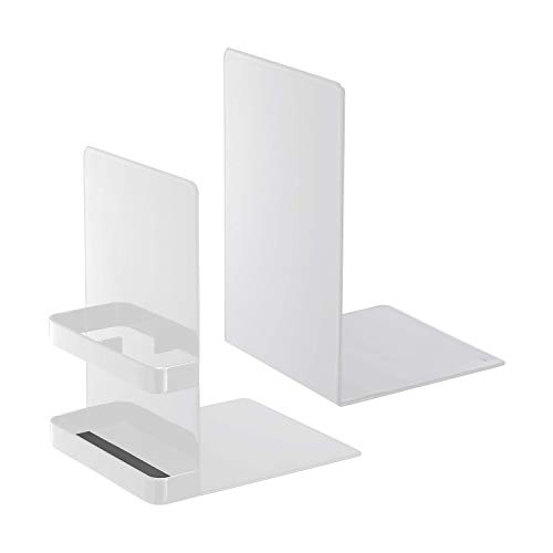 Yamazaki 6872 TOWER Bookends, white, Steel, Minimalist, 12 x 15 x 18 cm