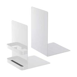 Yamazaki 6872 TOWER Bookends, white, Steel, Minimalist, 12 x 15 x 18 cm