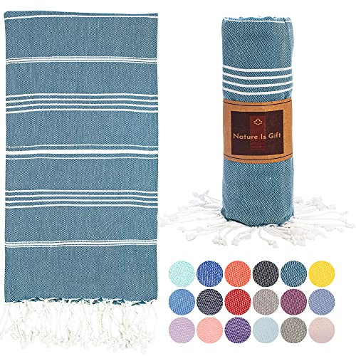 Beach Towel 100% Cotton Turkish Beach Towel Adult 38x70 Inch Pre-washed Absorbent Extra Large-Sand Free Quick Dry BathTowels-Lightweight Blanket-Travel Cruise Camping Spa Gym Yoga Towel-Ocean Depths