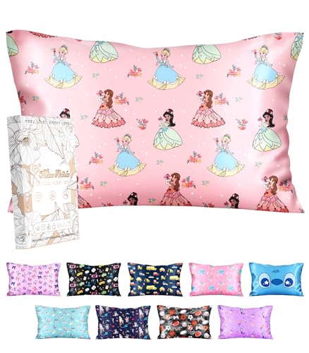 Miss Adola Silk Pillowcase for Kids - 30 x 20 Inches Queen Size Mulberry Silk Pillow Case with Zipper Cute Cartoon Kawaii Teens Girls Boys Pillowcase for Hair and Skin, Floral Girl
