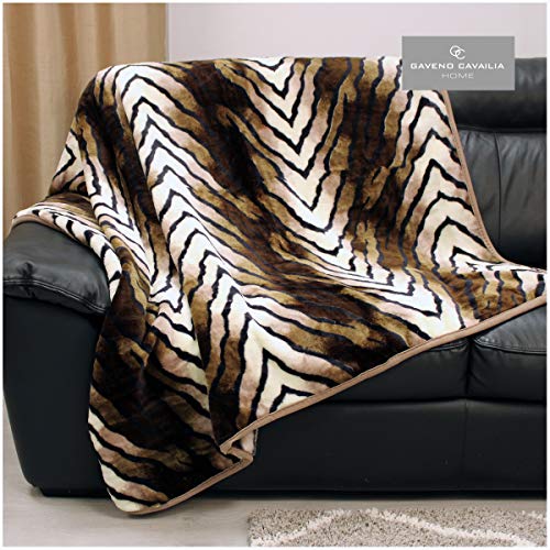 Gaveno Cavailia Premium Quality Printed Animal Brown Skin Super Soft Faux Fur Throw, Extra Warm & Cosy Sofa Bed Settees, Forest Blanket, Single Size (127 x 152 cm), Polyester, Medium 422174