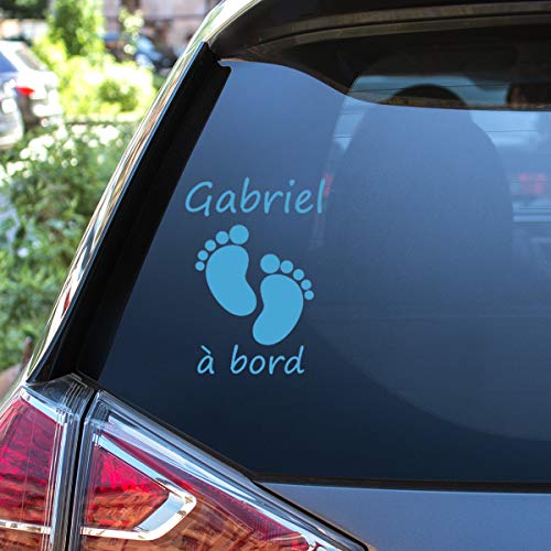 Personalised Name Stickers - Baby on Board Sticker - Wall Decoration for Child's Room - 2 Sheets of 25 x 20 cm and 45 x 30 cm - Ice Blue