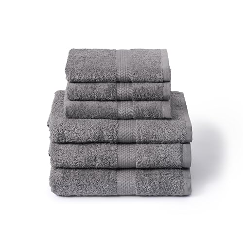 Caleffi Set of 6 Bath Towels with Guest – Consisting of 3 x Face Towel 55 x 100 cm + 3 x Bidet Towel 40 x 60 cm – 100% Soft and Ultra Absorbent Cotton – Shower, Face and Hospitality Bath Set
