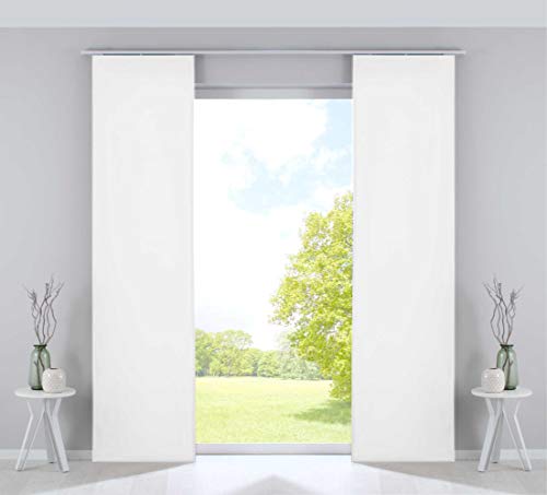 Gardinenbox Set of 2 panel curtains blackout sliding curtains” Milano “velvet opaque blackout panel trolleys weighting bars, HxW 245 x 60 cm, 203571-2, white