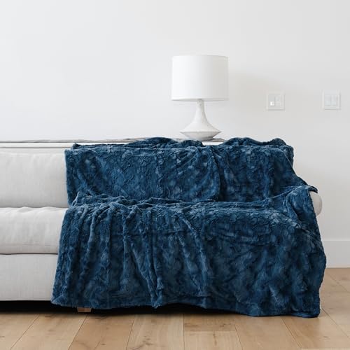 "GRACED SOFT LUXURIES Oversized Throw Blanket Warm Elegant Softest Cozy Faux Fur Home Throw Blanket 60"" x 80"", Navy"