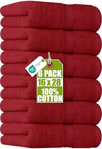 Utopia Towels - Premium Hand Towels - 100% Combed Ring Spun Cotton, Ultra Soft and Highly Absorbent, Extra Large Thick Hand towels 41 x 71 cm, Hotel & Spa Quality Hand Towels (6-Pack) (Red)