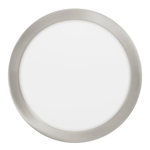 Eglo Connect.z Smart Home LED Bathroom Spotlight Fueva-Z, Flat spot Light for Ceiling, Ø 8.5 inches, ZigBee, app and Voice Control, Warm – Cool White, dimmable, Nickel-matt, IP44