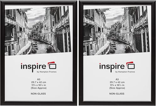 Hampton Frames BLACKWOOD Pine Poster Certificate Photo Frame Acrylic (Non Glass) Black A3 (30 x 42 cm) (Pack of 2)