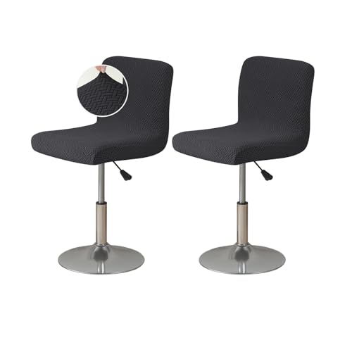 FUANGUI Bar Stool Covers Set of 2, Stretch Bar Stool Chair Cover Slipcovers, Knitted Jacquard Counter Stool Bar Chair Covers for Kitchen Pub Dining Room (Knitted Black)