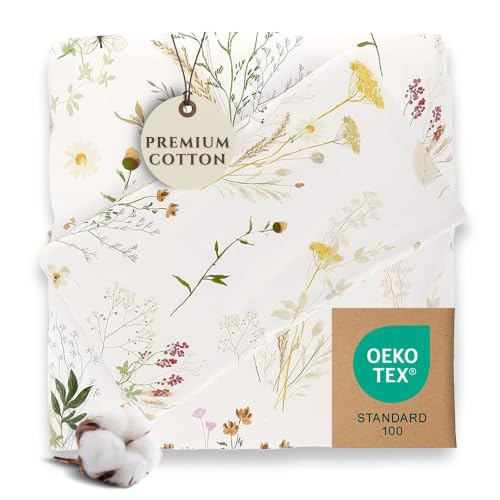 Pobibaby Twin Sheet Set Kids, 3-Piece, Cotton Blend (Wildflower) - Kids Bed Sheet Set, 3-Piece, Fitted Sheet, Flat Sheet, Pillowcase, Cotton Blend, Deep Pockets, Soft, Machine Wash, Seasons