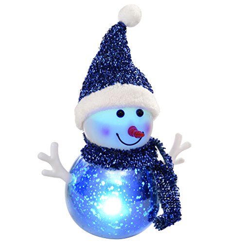 WeRChristmas Snowman with Colour Changing LED Body Christmas Decoration - 12 cm, Multi-Colour