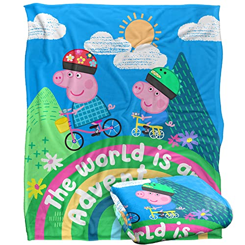 "Peppa Pig Kids Silky Touch Blanket, 152 x 127 cm World is an Adventure Peppa and George, 50"" x 60"""