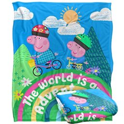 Peppa Pig Kids Silky Touch Blanket, 152 x 127 cm World is an Adventure Peppa and George