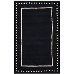SAFAVIEH Traditional Rug for Living Room, Dining Room, Bedroom - Bella Collection, Short Pile, in Black and Ivory, 61 X 91 cm