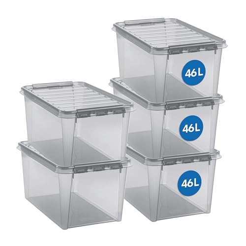 SmartStore - Colour 46 L - Set of 5 Storage Boxes - Grey - 59 x 39 x 31 cm - 46l