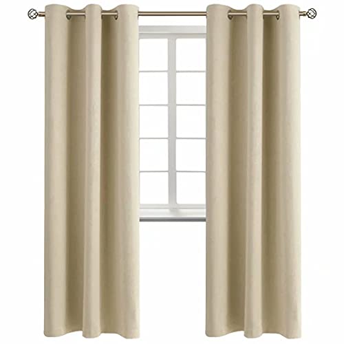BGment Room Darkening Curtains 84 Inches Long - Grommet Thermal Insulated Drapes Window Treatment Curtains for Bedroom, 2 Panels, 42 x 84 Inch, Beige