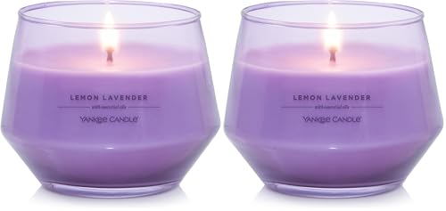 Yankee Candle Studio Scented Candle Lemon Lavender Medium Candle Long Burning Candles: 35-50 Hours Stylish Glass Vessel Design with Purple Wax Perfect Gifts for WomenGifts for MumWedding Gifts & More