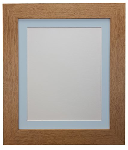 FRAMES BY POST London Picture Photo Frame, Oak with Blue Mount, 10 x 8 Image Size 8 x 6 Inches