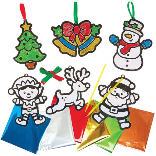 Baker Ross Christmas Foil Art Decorations - Pack of 8, Christmas foil Art, Christmas Craft