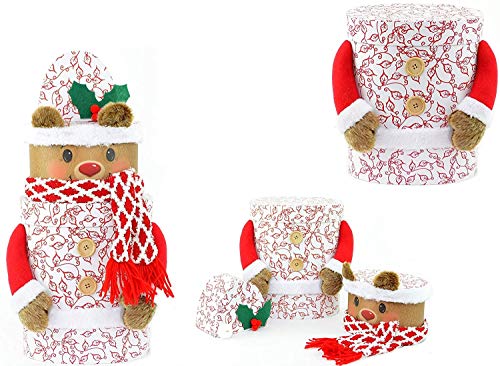 SHATCHI Reindeer Christmas Novelty Stacking 3 Pcs Set Xmas Decorations Gifts Presents Oval Shape Boxes For Wine Chocolates