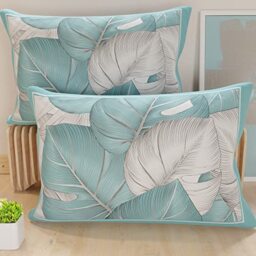 PETTI Artigiani Italiani - Pair of Pillow Cases 50 x 70 cm in Microfibre, Cushions for Bedroom Furniture, Sofa, Living Room, Set of 2 Cushion Covers, Tropical Light Blue Pillow Case, 100% Made in