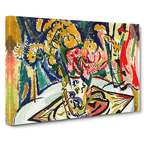 Flowers On A Table Vol.1 By Henry Lyman Sayen Canvas Print - Gallery Wrapped 30mm Frame Wall Art - 30x20 inches - Ready to Hang - Classic Floral Picture - Living Room Bedroom Lounge Office