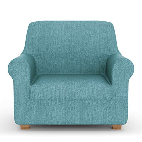 PETTI Artigiani Italiani - Sofa Cover Elastic Sofa Cover Armchair Cover Turquoise Jacquard Fabric 100% Made in Italy