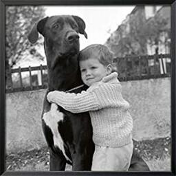 International Graphics - Framed art print - Anonym - ''A Child with dog''- 31 x 31 cm - Frame Color: Black - Series ATHOS