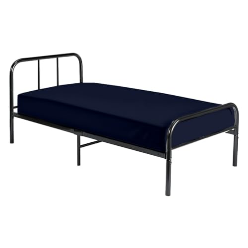 Cot Fitted Sheet 33 x 75, 100% Egyptian Cotton, Navy Blue - 1 PC Cot Size Bottom Sheet Only, Perfect for Narrow Twin, Camp Bunk, Army Cots, Trifold Mattress, Guest Bed Replacement