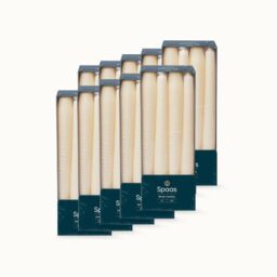 Spaas 10 Boxes of 8 Unscented Elegant Taper Candles, 23/250mm, ± 8 Hours, Ivory