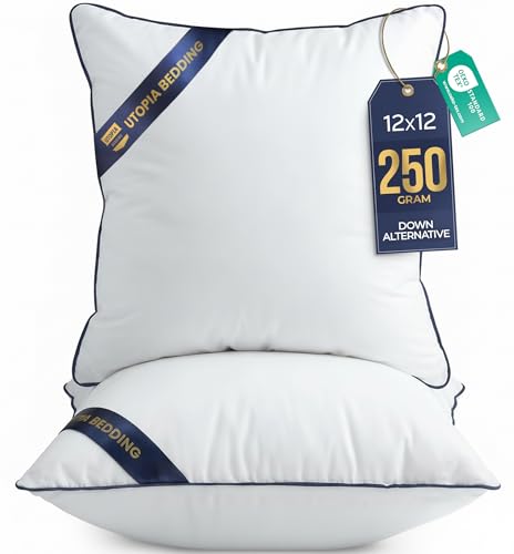 Utopia Bedding Throw Pillow Inserts (Pack of 2, White), 12 x 12 Inches Decorative Indoor Pillows for Sofa, Bed, Couch, Cushion Sham Stuffer