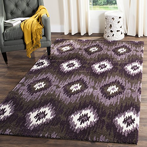 Safavieh Contemporary Indoor Woven Runner Area Rug, Retro Collection, RET2143, in Dark Brown / Eggplant, 122 X 183 cm for Living Room, Bedroom or Any Indoor Space