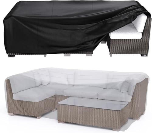 BROSYDA Garden Furniture Covers Waterproof 200x160x70cm with Air Vent, Heavy Duty 600D Rectangle Patio Outdoor Furniture Set Covers PU Coating, with Close Straps and Drawstring for Table Chair