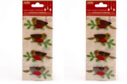Italian Options Glitter Robins Handmade Christmas Craft Decoration Self Adhesive 6.5cm x 4.5cm (4 pcs) (Pack of 2)