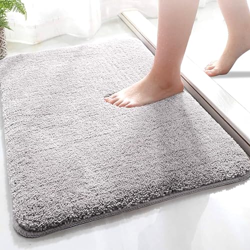 HIYAA Baths Mat, 50 x 80cm Microfiber Fluffy Non-Slip Bottom Water Absorbent Bath Rug Machine Washable Floor Foot Rug for Tub, Shower and Bathroom