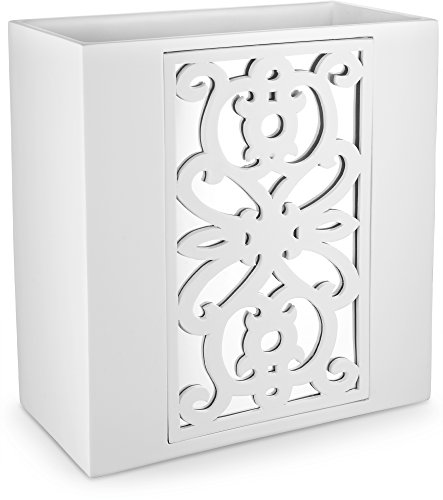 Creative Scents Mirror Janette White Bathroom Trash Can 2.11 Gal / 8L - Decorative Wastebasket - Mirrored Waste Basket for Bathroom, Bedroom, Powder Room Decor