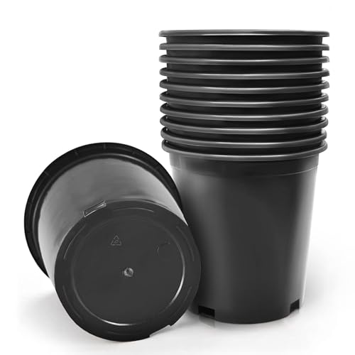 HOSTIC 0.7 Gallon Flexible Nursery Pots Gallon Pot with Drainage Holes Plastic Plant Container Suitable for Indoor Outdoor Vegetables Flowers Plants 10 PCS