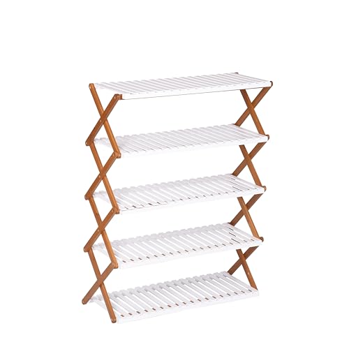 ASPECT Folding Bamboo Shoe Rack/Organizer Shelf (5 Tier)