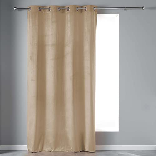 Douceur d'Intérieur, Curtain with Eyelets 140 x 240 cm Sand, Plain Velvetine