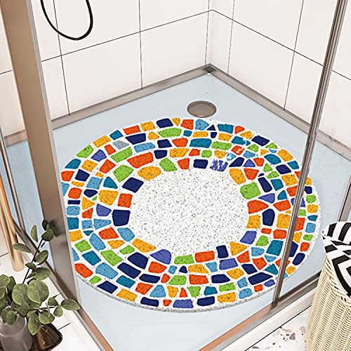 Shower Mat Non-Slip, Soft Comfort Bath Mat with Drainage Holes, PVC Loofah Massage Bathmat for Shower, Bathroom, Wet Areas, Quick Drying