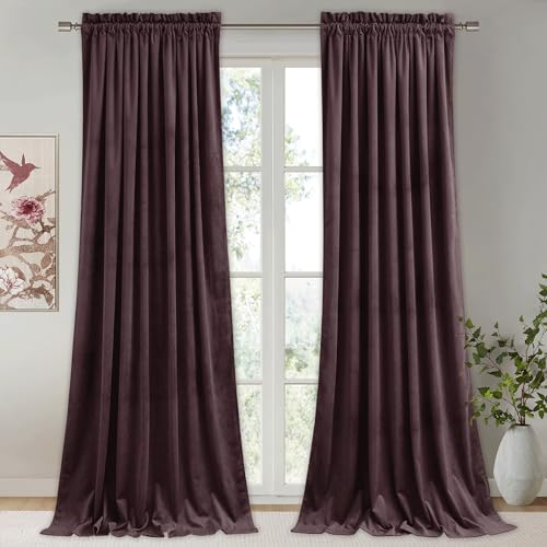 StangH Luxury Purple Curtains 90 Inches - Super Soft Insulated Velvet Drapes with Rod Pocket for Living Room,Sunlight Blocking Privacy Window Treatments, W52 x L90, 2 Panels
