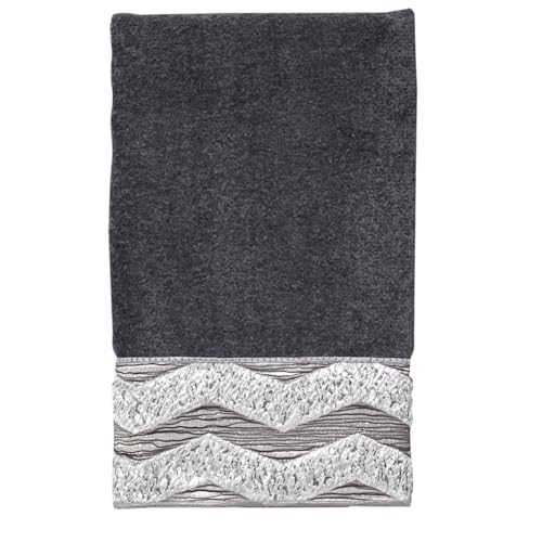 Avanti Linens - Hand Towel, 100% Cotton, Woven Jacquard Chevron Design (Chevron Galaxy Collection, Granite)