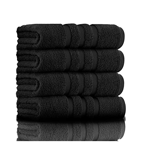 GC GAVENO CAVAILIA 100% Ringspun Cotton Bath Towels, Luxury 550 GSM Zero Twist Towel Sheets, Black, 50x80 Hand Towel