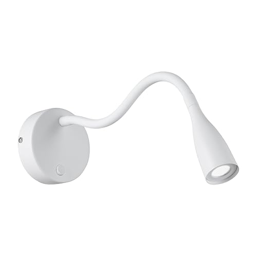 Eglo LED Bedside wall Light Olivandino, Indoor lamp with Adjustable Spotlight, Reading lamp with swan Neck and Switch, Bedroom and Living Room Lighting, White Plastic and Metal, Warm White