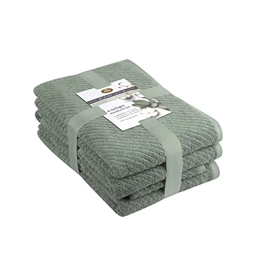 Gözze - Towel Set, 2 Hand Towels (50 x 100 cm), 2 Bath Towels (70 x 140 cm) and 2 Guest Towels (30 x 50 cm), 100% Cotton, 480 g/m² - Jade