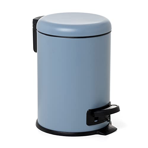 TATAY 3L Pedal Bathroom Bin - Hygienic, Touch-Free Opening - Soft-Close, Silent Lid - Removable Interior for Easy Cleaning - Functional Design - 17.5 x 22.5 x 25 cm – Nordic Model - Blue